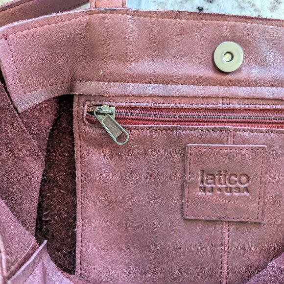 Latico Margie Leather Minimalist Slouchy Tote Book Shoulder Bag in Burgundy - Picture 13 of 14